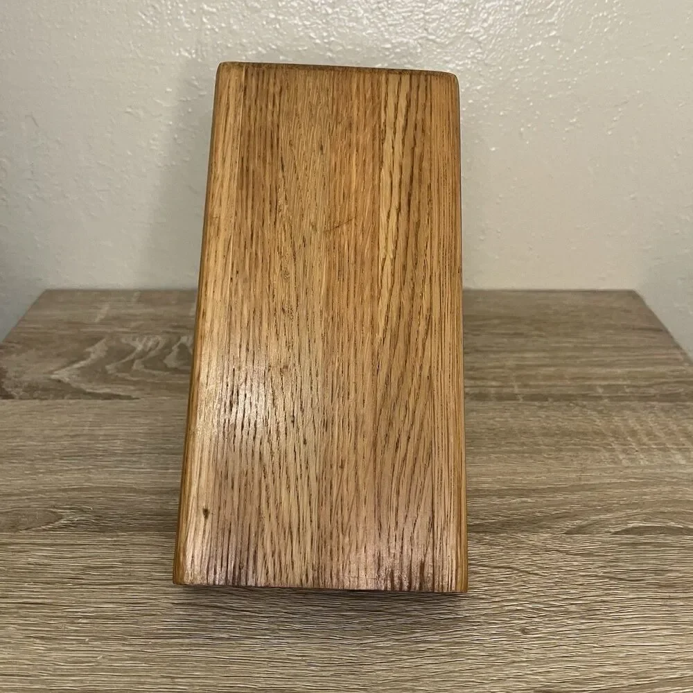 Practical CUTCO 5 Slot Knife Block In Solid Honey Oak Wood- Made Well In The USA